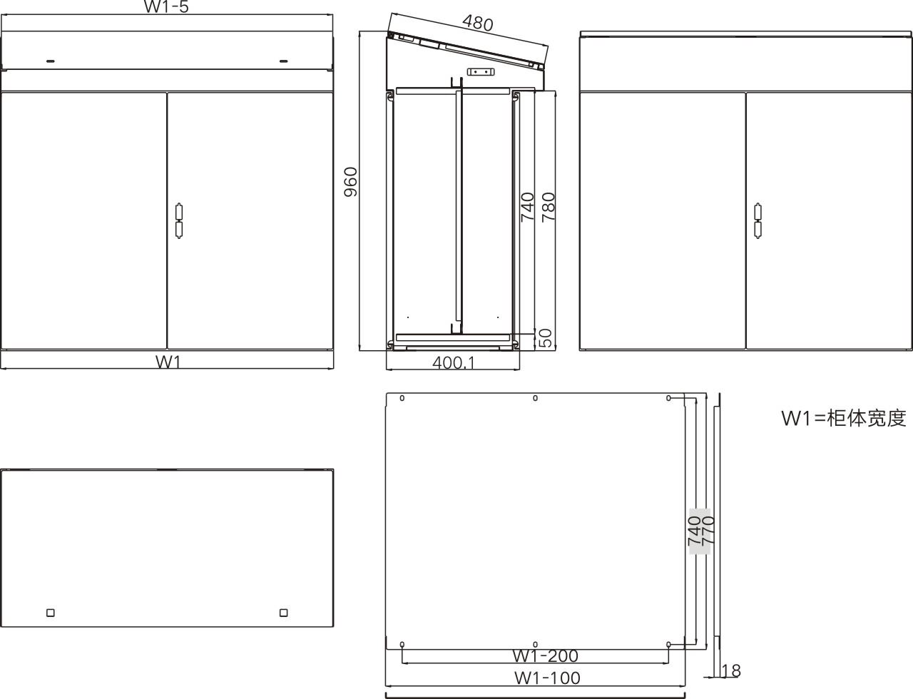 JQ1 operator console dimensional drawing including operating angle and mounting references